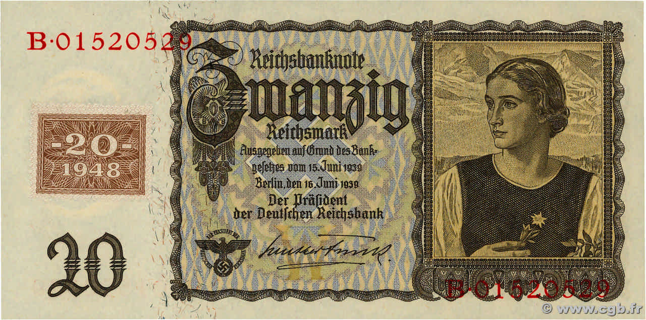 20 Deutsche Mark ALLEMAGNE RÉPUBLIQUE DÉMOCRATIQUE  1948 P.05A pr.NEUF