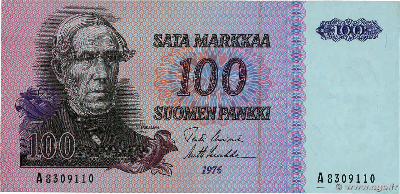 100 Markkaa FINLANDE  1976 P.109a SUP