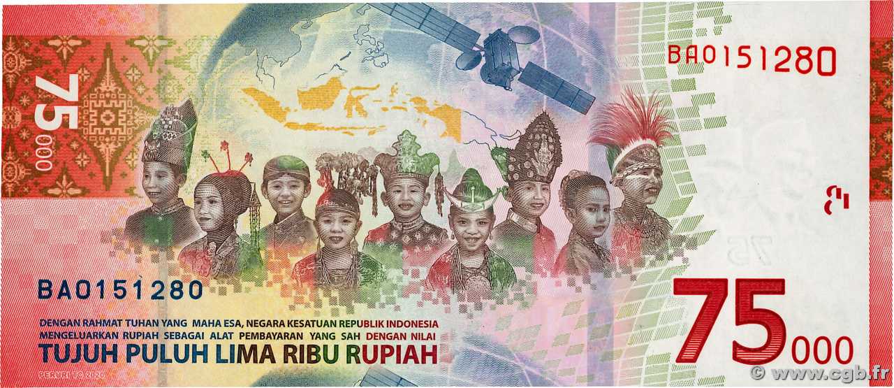 75000 Rupiah Commémoratif INDONÉSIE 2020 P.161 b87_0474 Billets