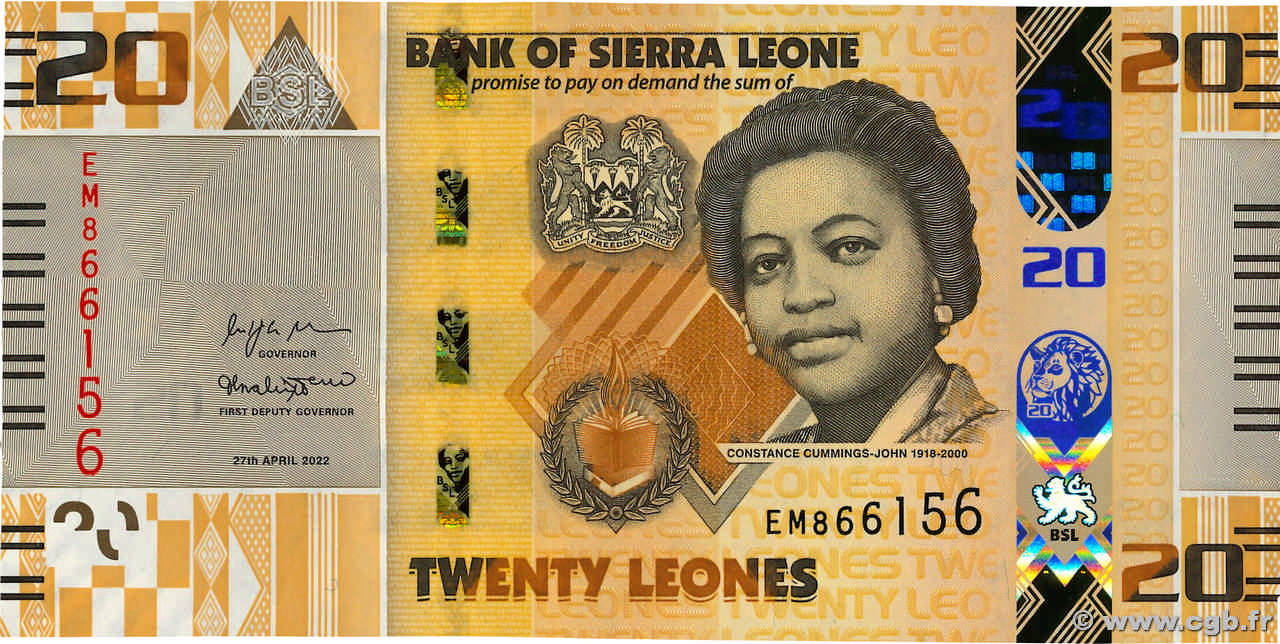 20 Leones SIERRA LEONE  2022 P.38 UNC-