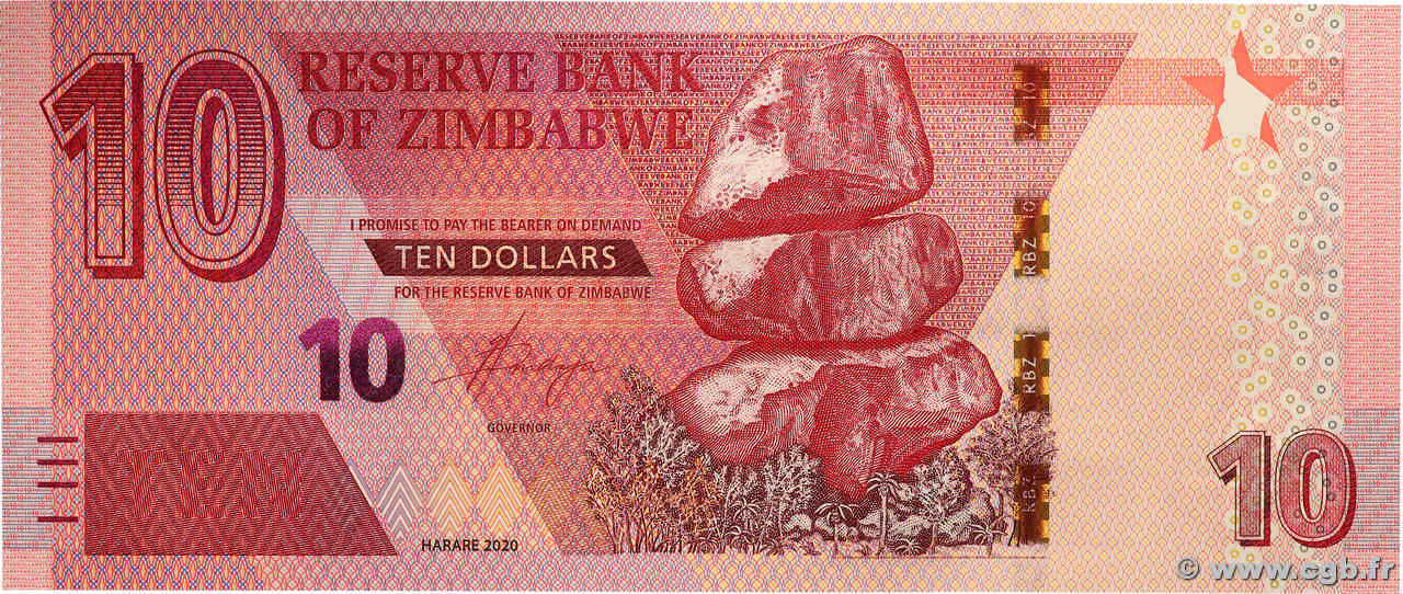 10 Dollars ZIMBABUE  2020 P.103 FDC