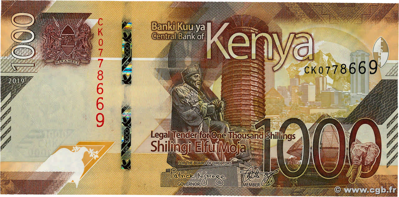 1000 Shillings KENYA  2019 P.56 pr.NEUF
