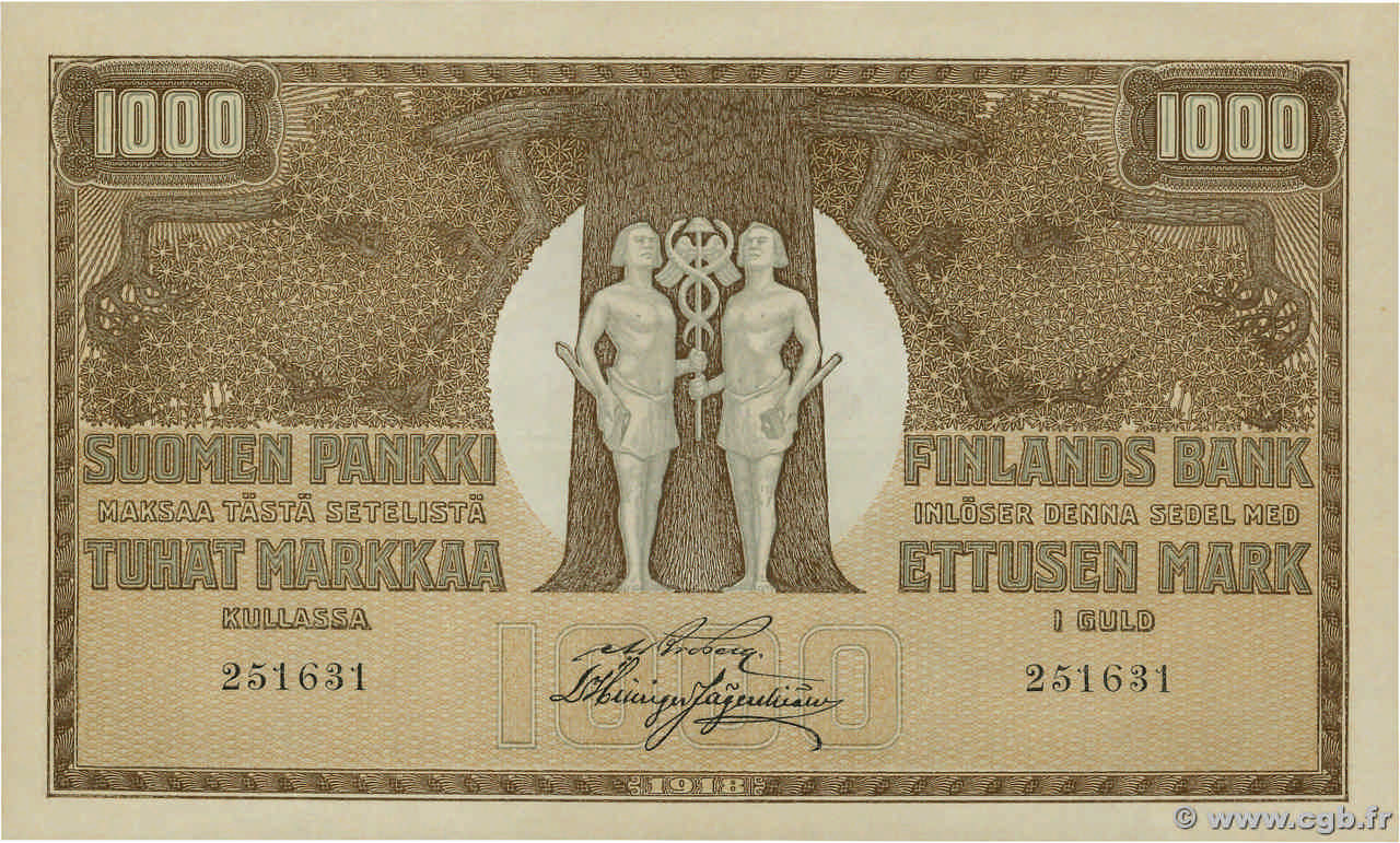 1000 Markkaa FINLANDE  1918 P.041 pr.NEUF