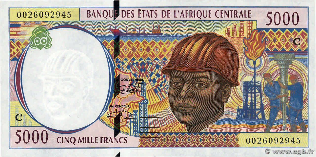 5000 Francs CENTRAL AFRICAN STATES  2000 P.104Cf UNC-