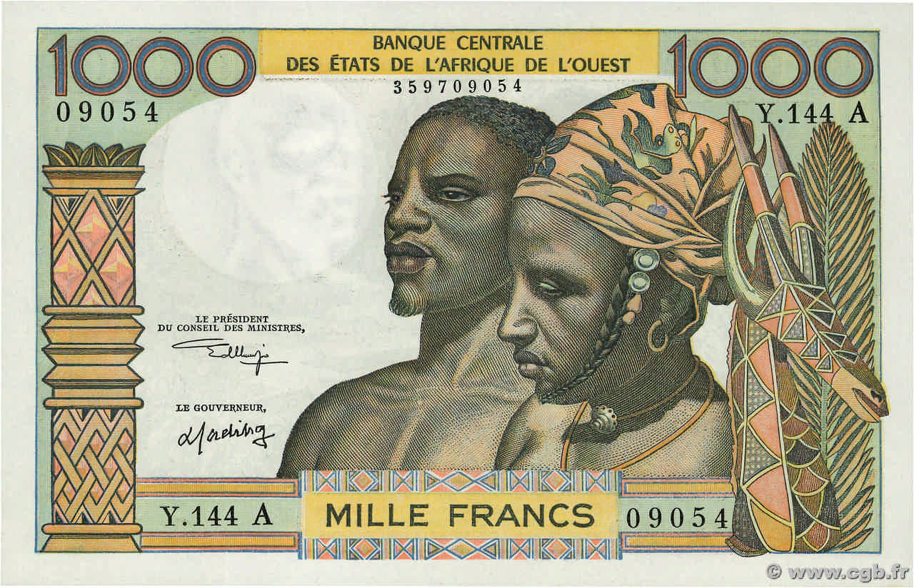 1000 Francs WEST AFRICAN STATES  1966 P.103Ak UNC