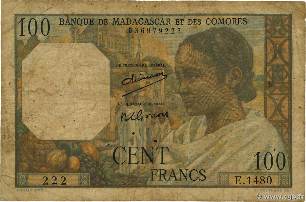 100 Francs Numéro spécial MADAGASCAR  1950 P.046a RC