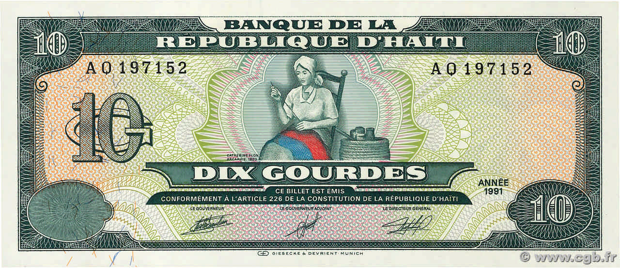 10 Gourdes HAITI  1991 P.256 UNC