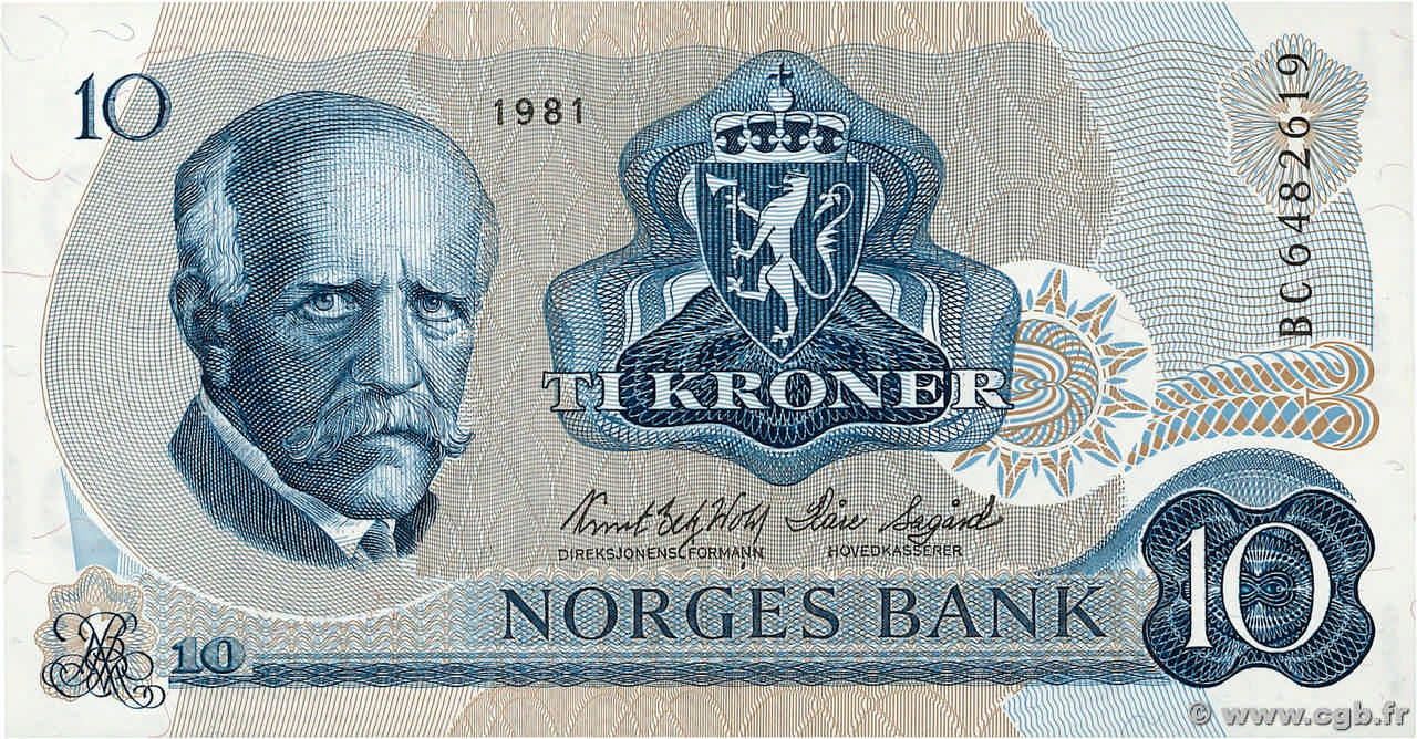 10 Kroner NORVÈGE  1981 P.36c pr.NEUF