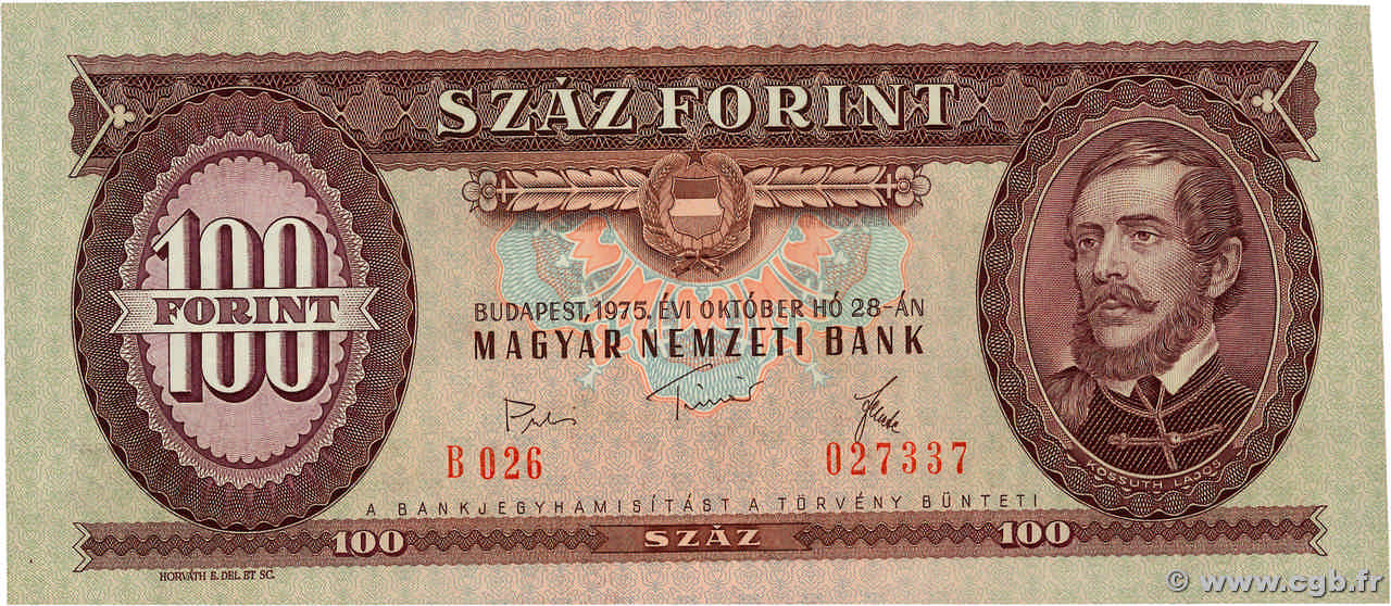 100 Forint UNGARN  1975 P.171e fST+