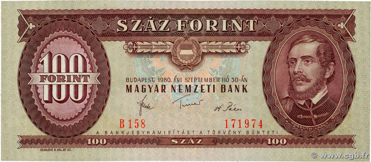 100 Forint HUNGARY  1980 P.171f UNC-