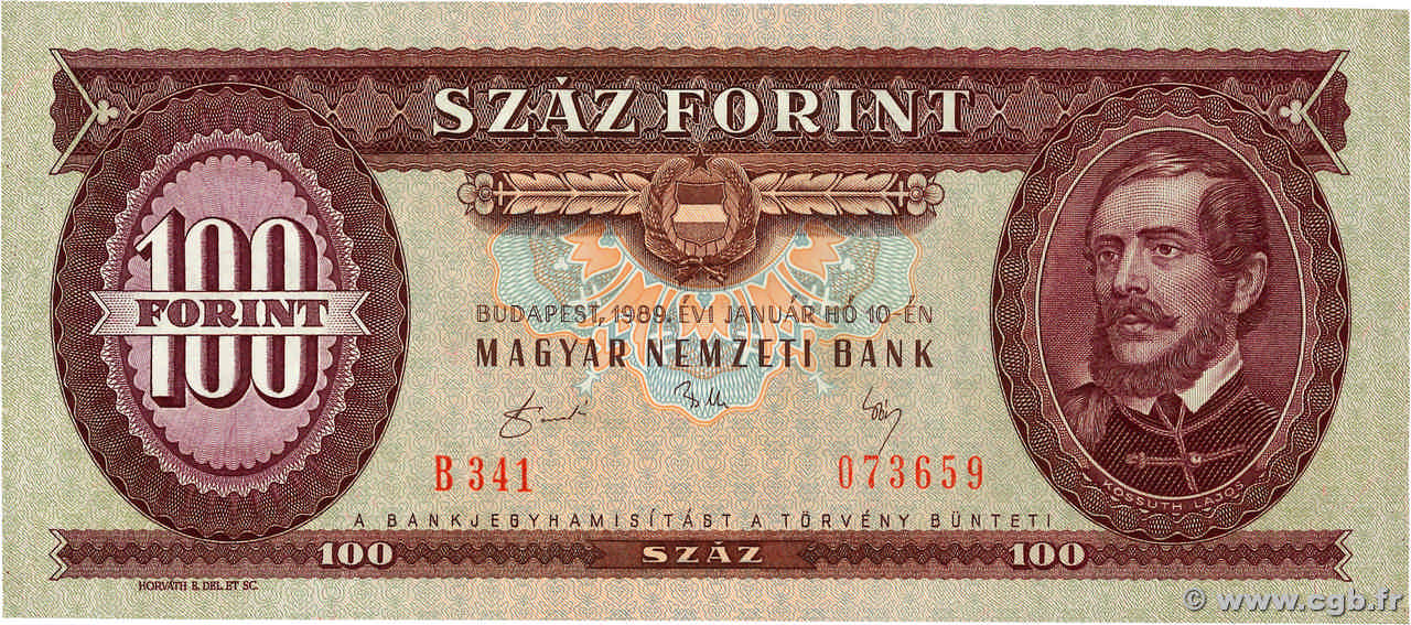 100 Forint UNGHERIA  1989 P.171h q.FDC