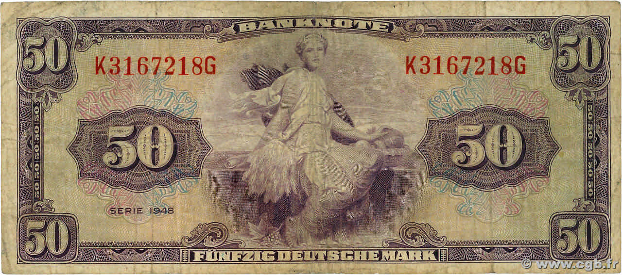 50 Deutsche Mark ALLEMAGNE FÉDÉRALE  1948 P.07a TB