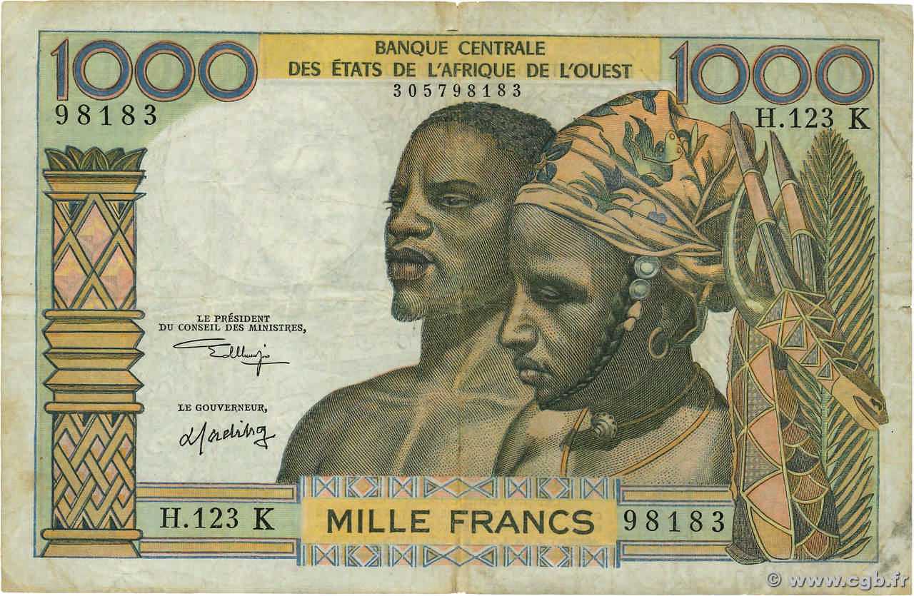 1000 Francs ÉTATS DE L AFRIQUE DE L OUEST  1974 P.703Kl TB