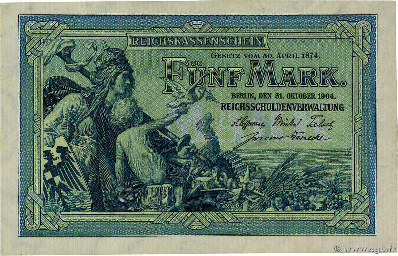 5 Mark ALEMANIA  1904 P.008a SC+