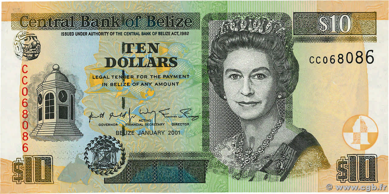 10 Dollars Numéro spécial BELIZE  2001 P.62b UNC