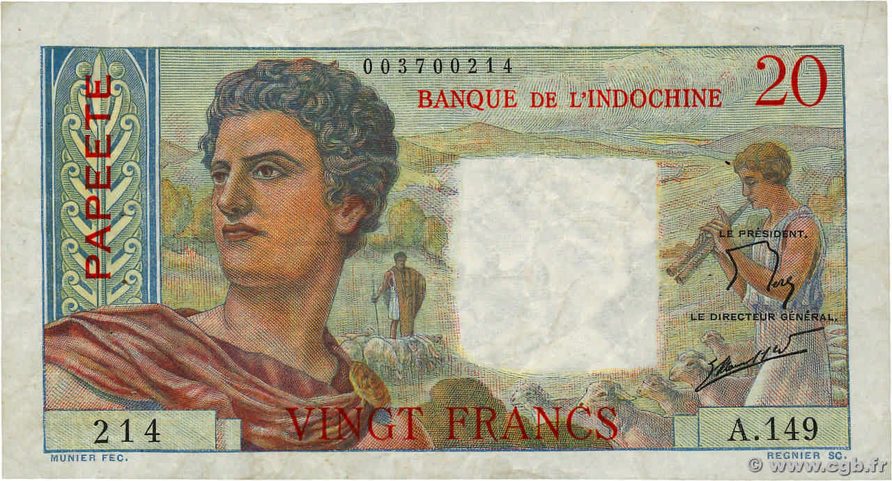 20 Francs TAHITI  1963 P.21c TB