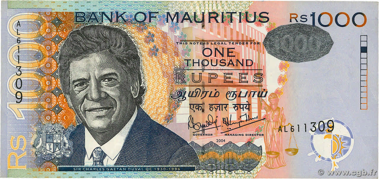 1000 Rupees ÎLE MAURICE  2004 P.59a TTB