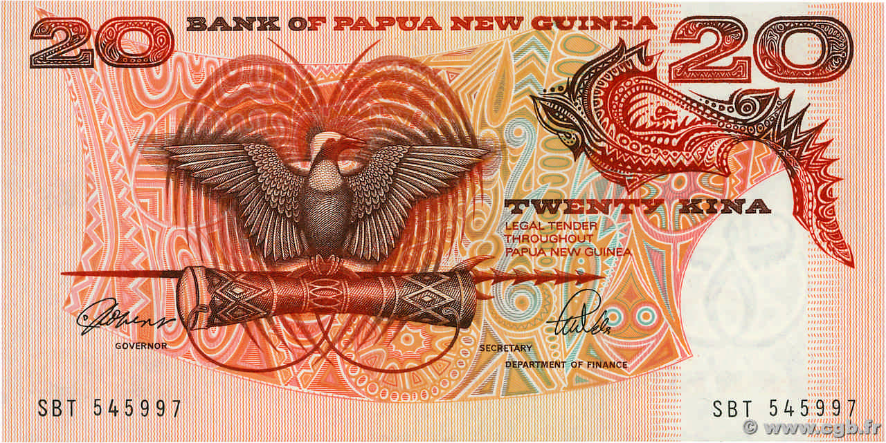 20 Kina PAPUA-NEUGUINEA  1981 P.10a ST