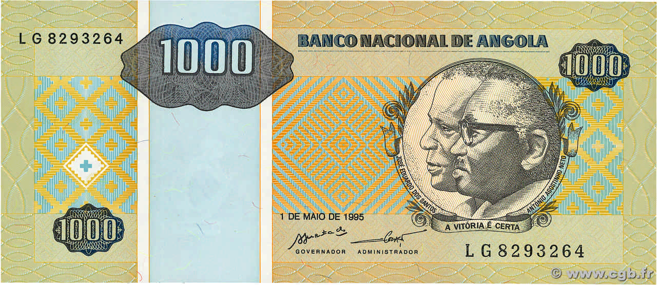 1000 Kwanzas Reajustados ANGOLA  1995 P.135 SC+