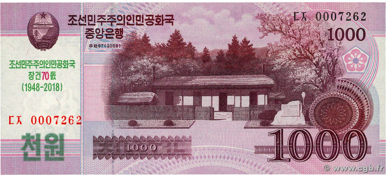 1000 WON Commémoratif NORTH KOREA  2018 P.CS21 UNC