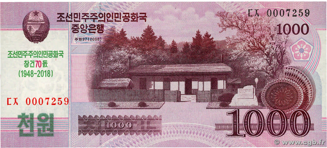1000 WON Commémoratif NORTH KOREA  2018 P.CS21 UNC