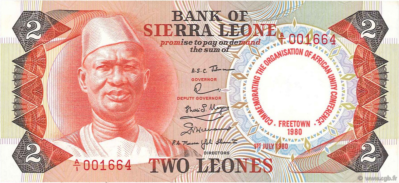 2 Leones SIERRA LEONE  1980 P.11 UNC-