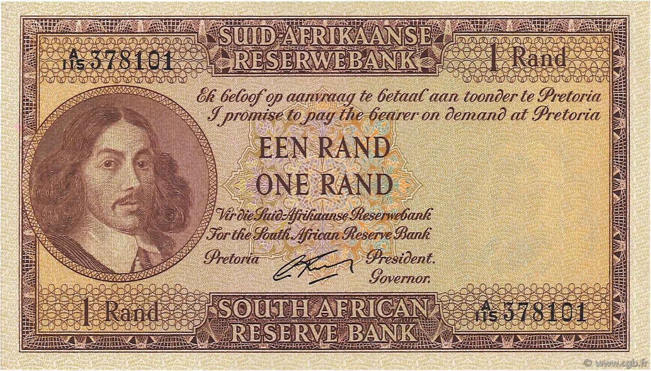 1 Rand SOUTH AFRICA  1962 P.103b UNC-