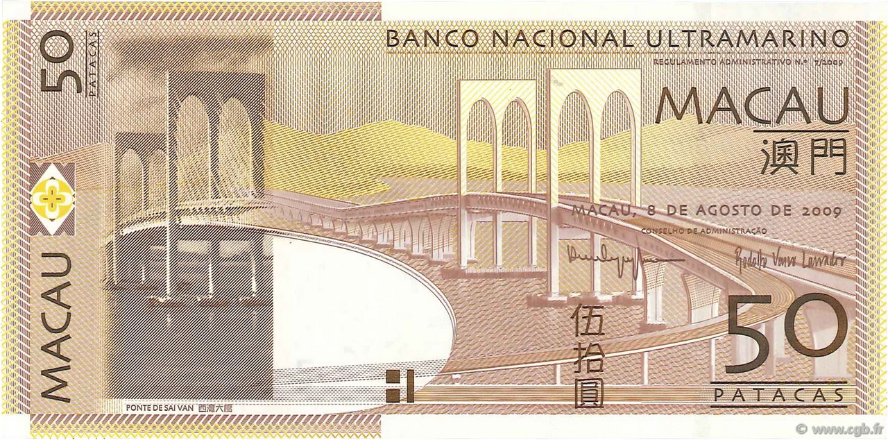 50 Patacas MACAU  2009 P.081Aa UNC