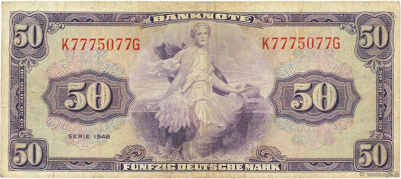 50 Deutsche Mark GERMAN FEDERAL REPUBLIC  1948 P.07a F