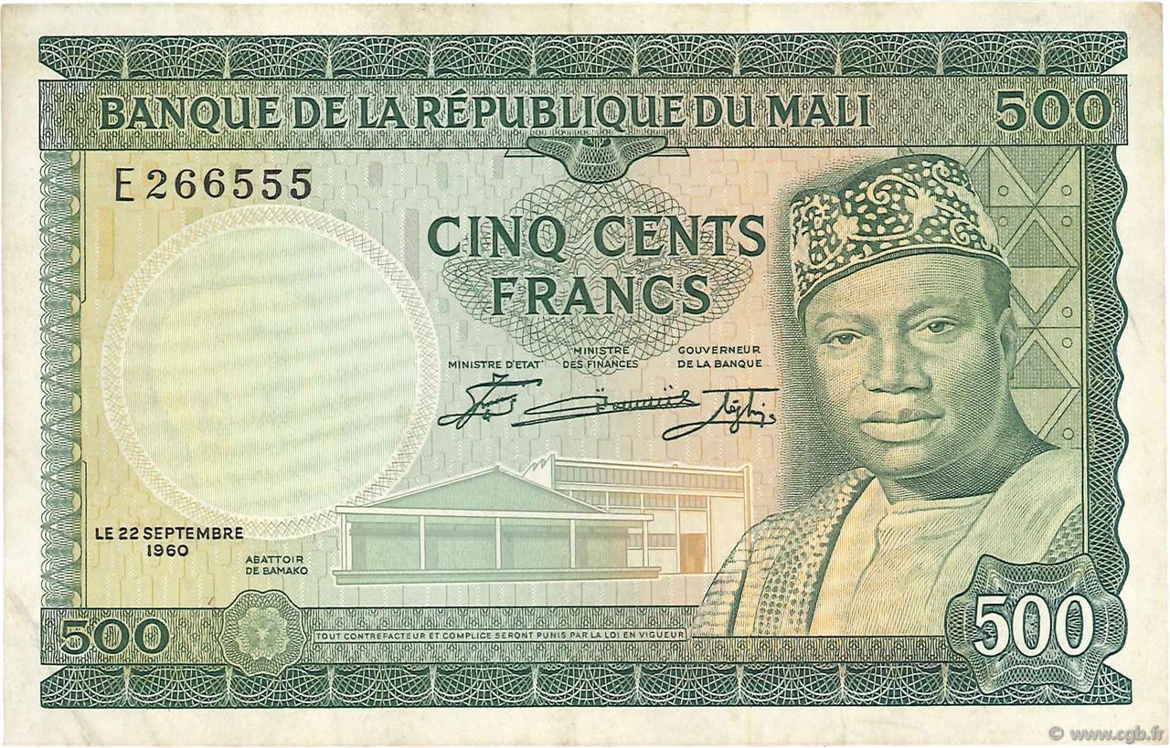 500 Francs MALI  1960 P.08 q.SPL