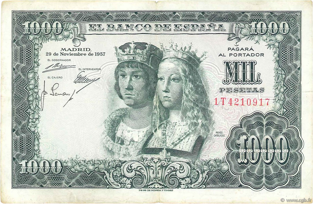 1000 Pesetas SPANIEN  1957 P.149a SS