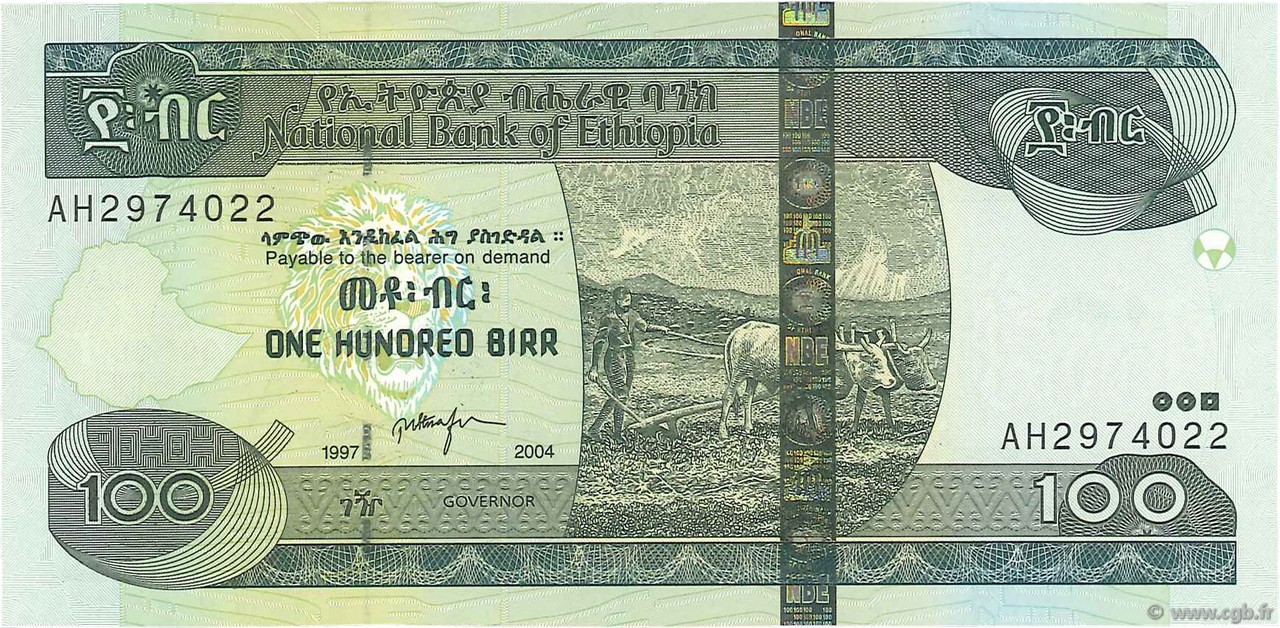 100 Birr ETHIOPIA  2004 P.52b UNC-