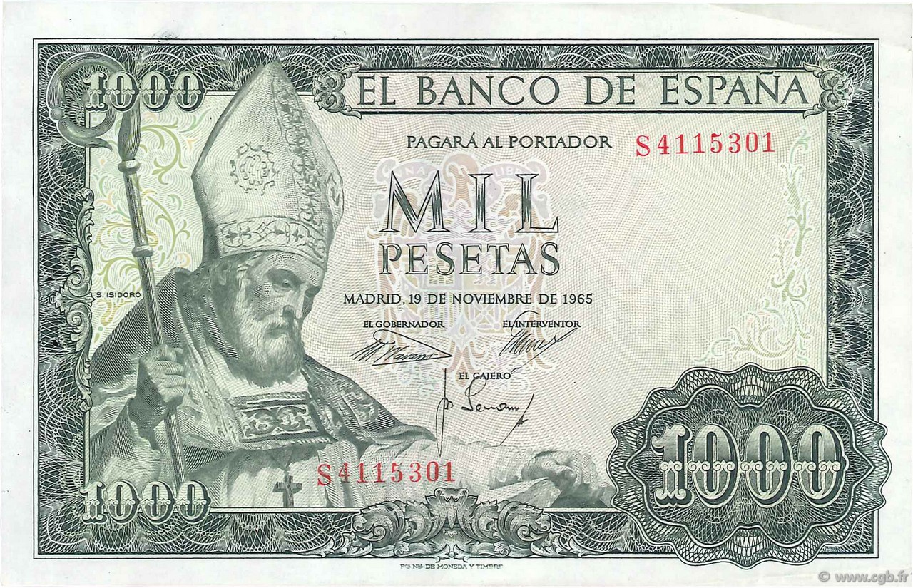 1000 Pesetas SPANIEN  1965 P.151 VZ+