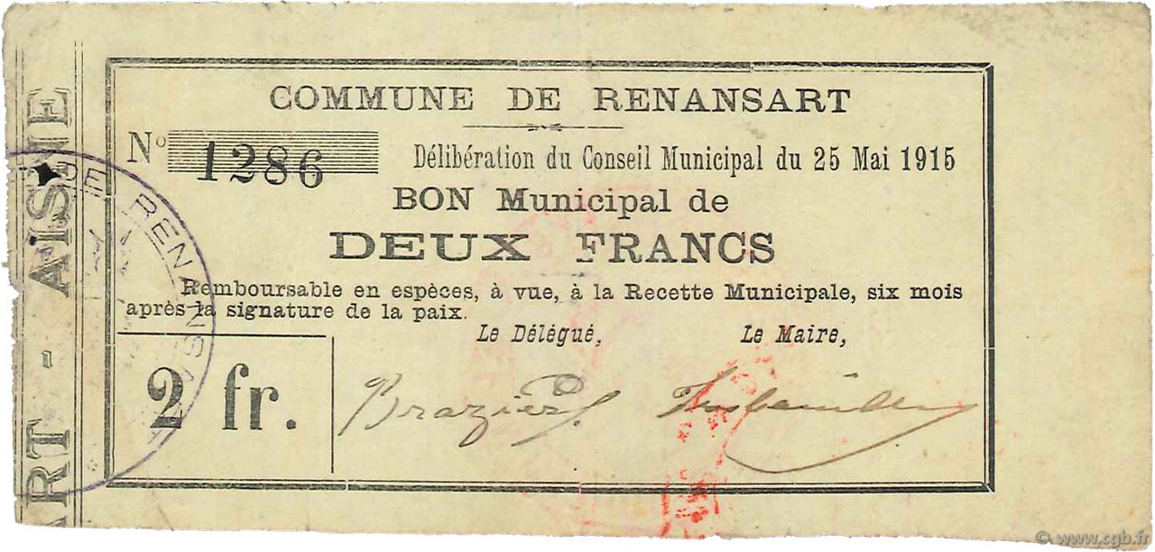 2 Francs FRANCE regionalism and miscellaneous  1915 JP.02-1920 VF