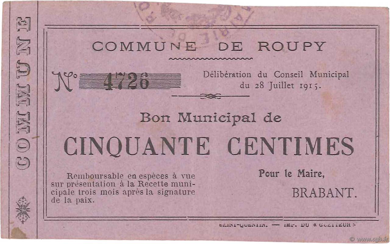 50 Centimes FRANCE regionalism and various  1915 JP.02-1952 VF+