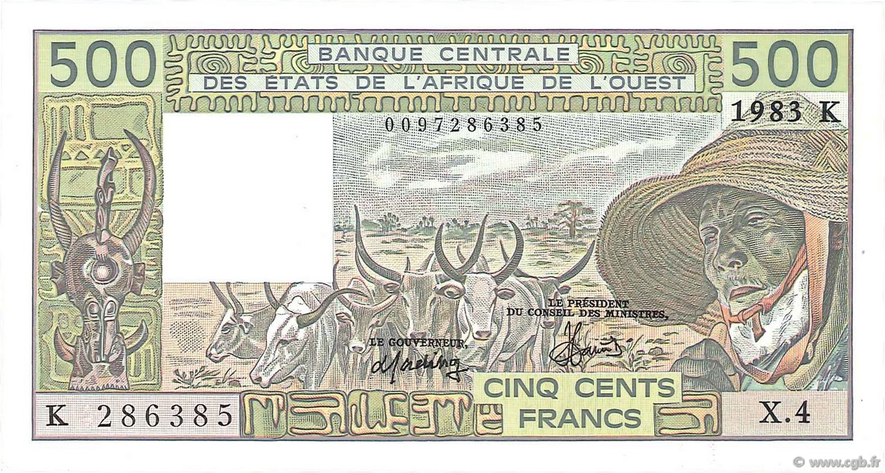 500 Francs STATI AMERICANI AFRICANI  1983 P.706Kf q.FDC