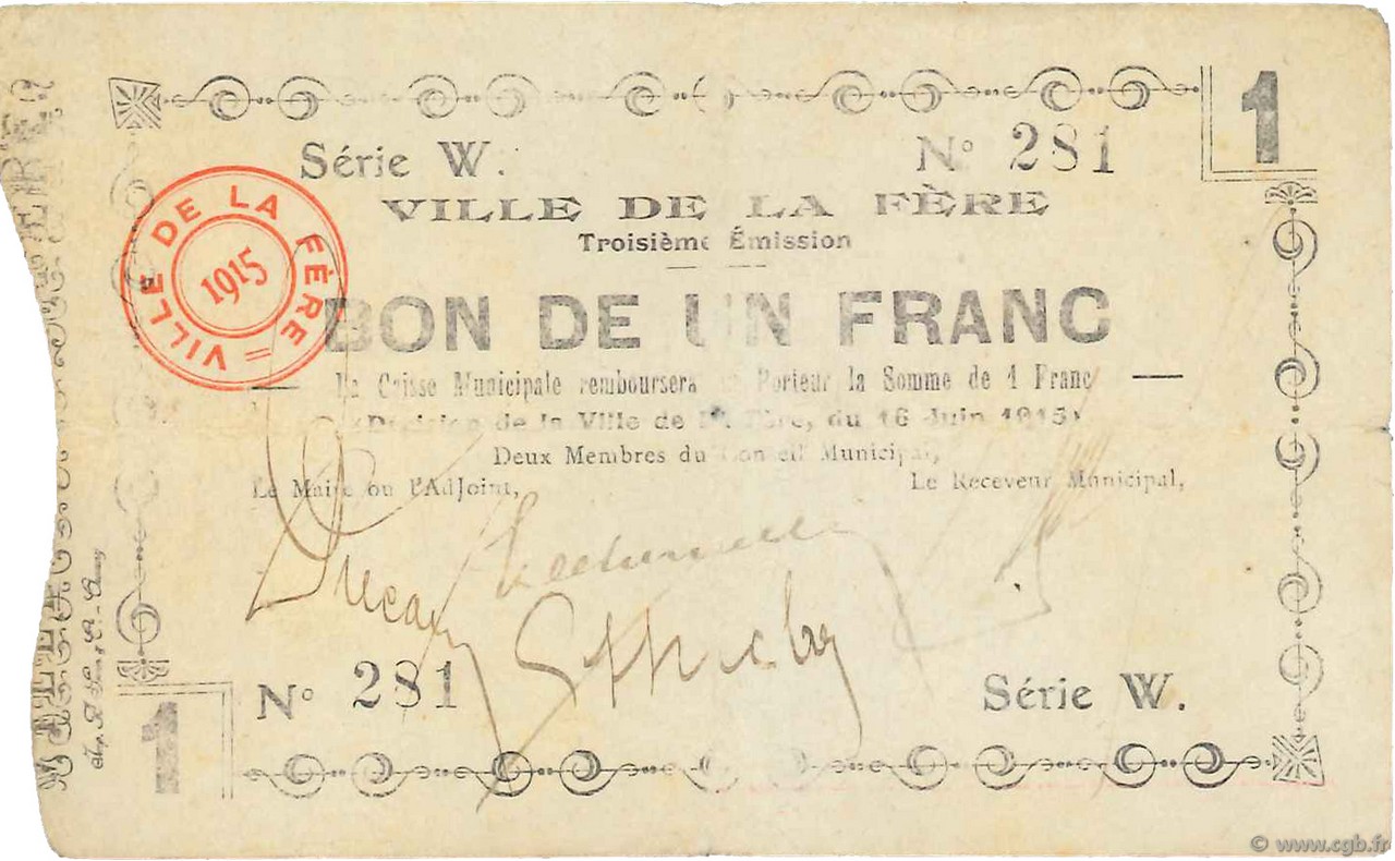 1 Franc FRANCE regionalismo y varios  1915 JP.02-0800 MBC
