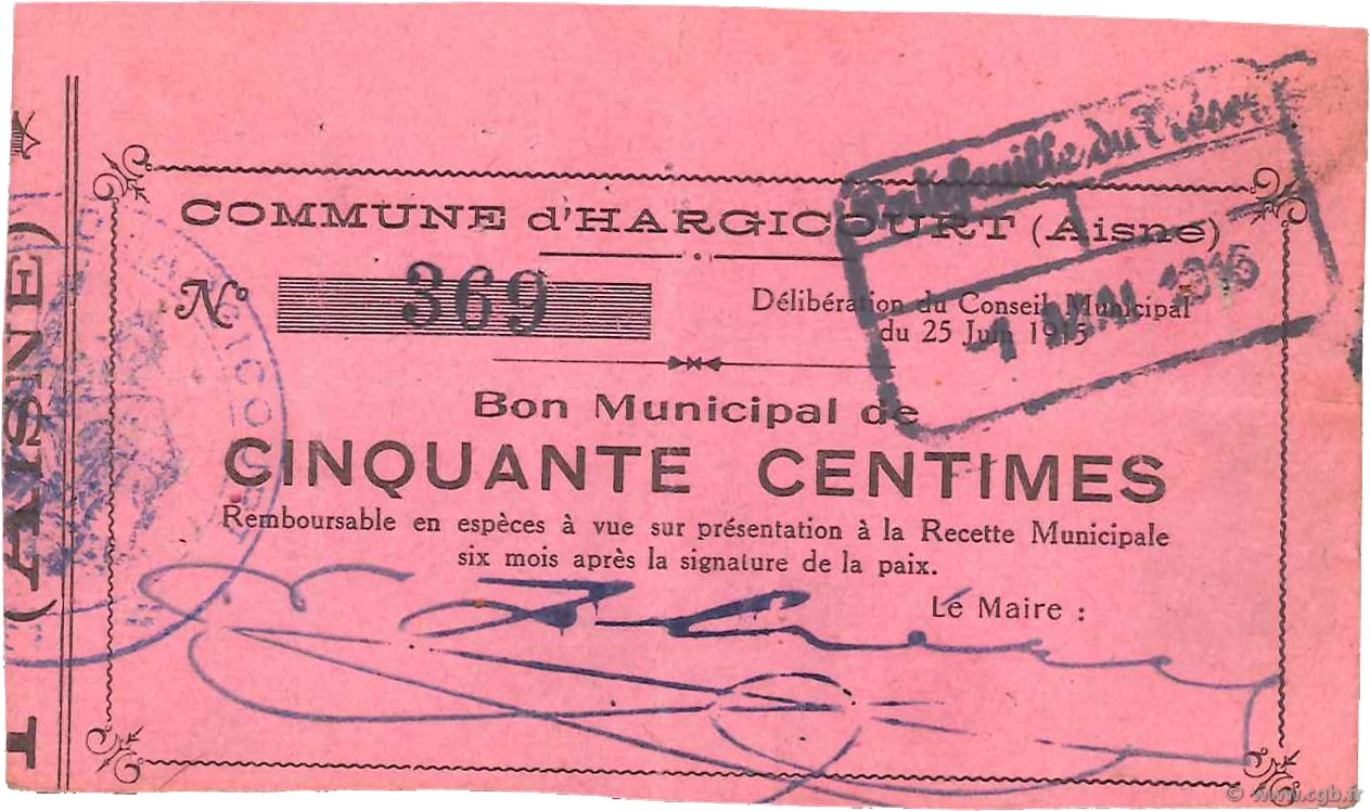 50 Centimes FRANCE regionalismo y varios  1915 JP.02-1144 MBC