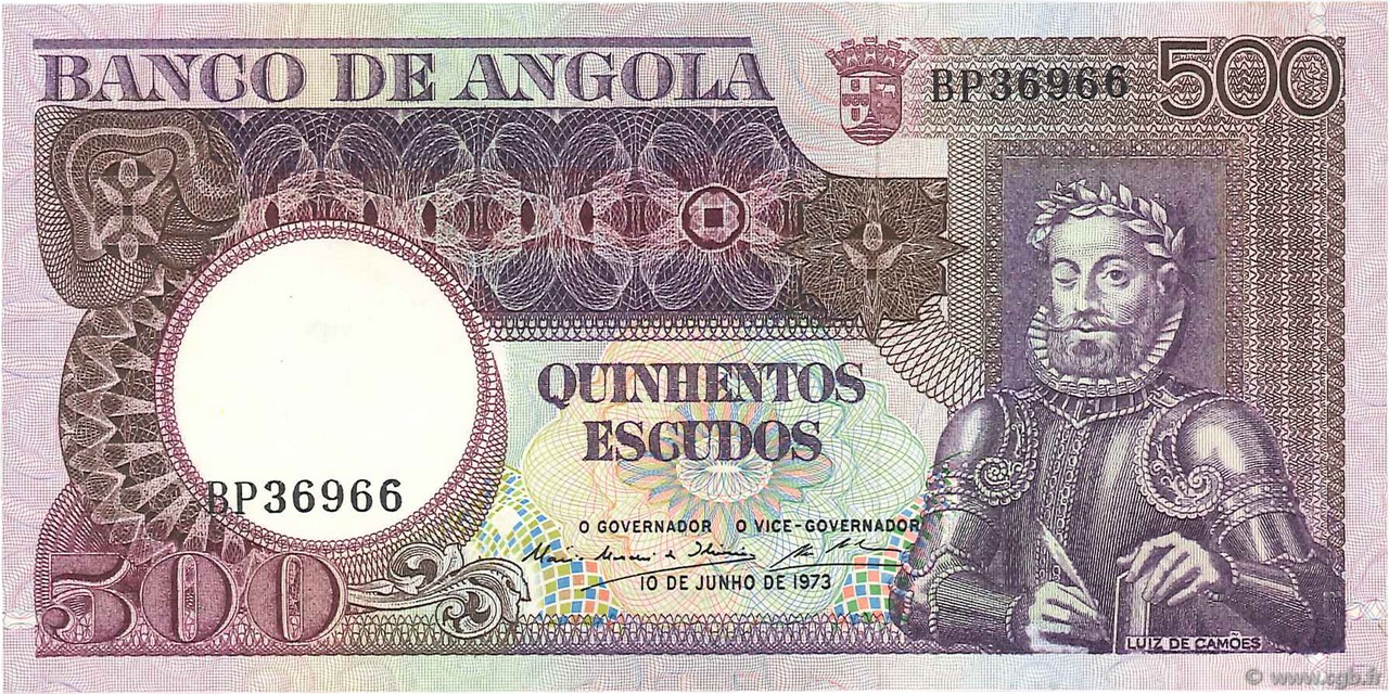 500 Escudos ANGOLA  1973 P.107 q.FDC
