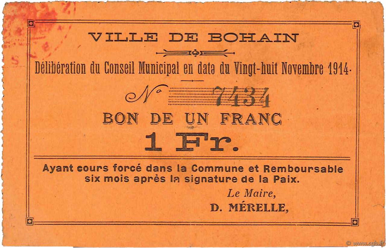 1 Franc FRANCE regionalism and various  1915 JP.02-0248 VF