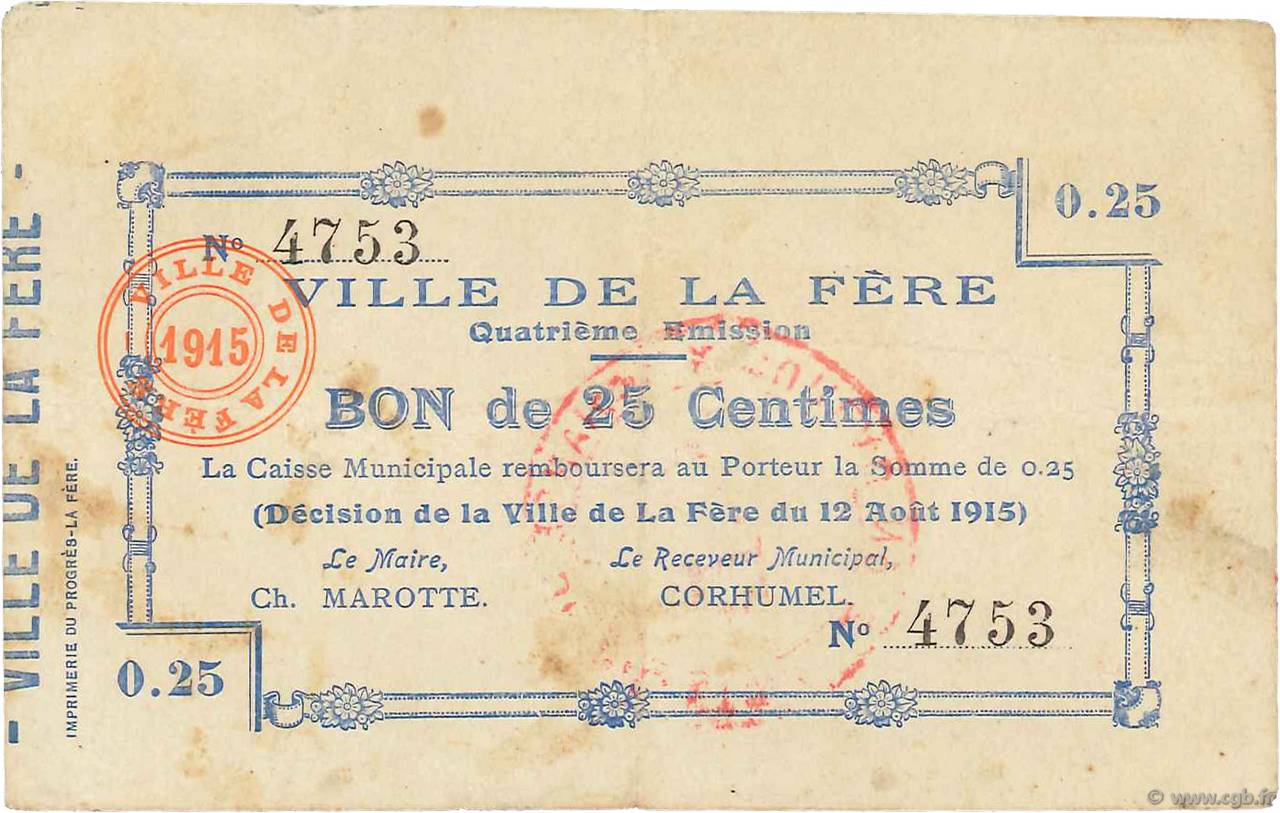 25 Centimes FRANCE regionalism and various  1915 JP.02-0806 VF-