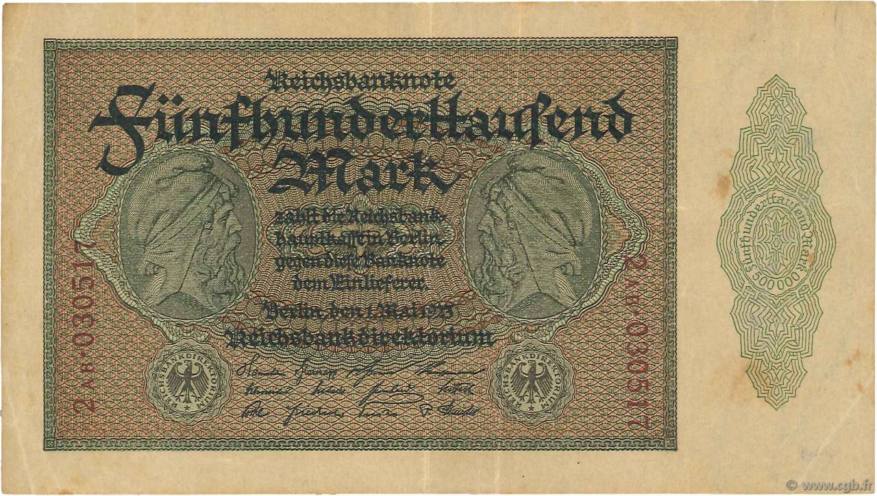 500000 Mark GERMANY  1923 P.088b VF