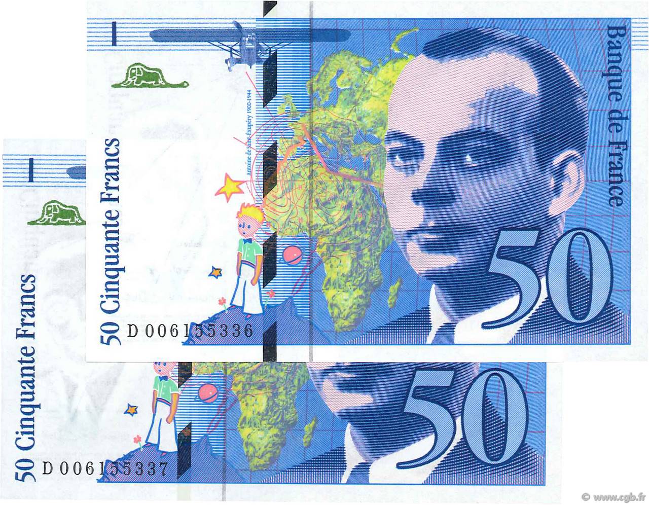 50 Francs SAINT-EXUPÉRY Consécutifs FRANKREICH  1993 F.72.02 ST