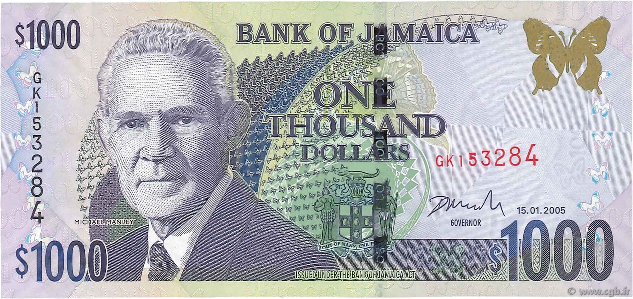 1000 Dollars GIAMAICA  2005 P.86c FDC