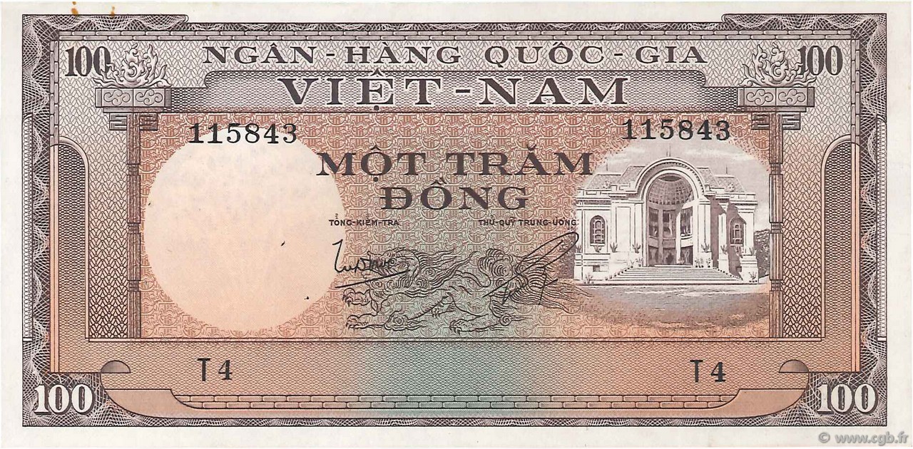 100 Dong VIET NAM SOUTH  1966 P.18a XF