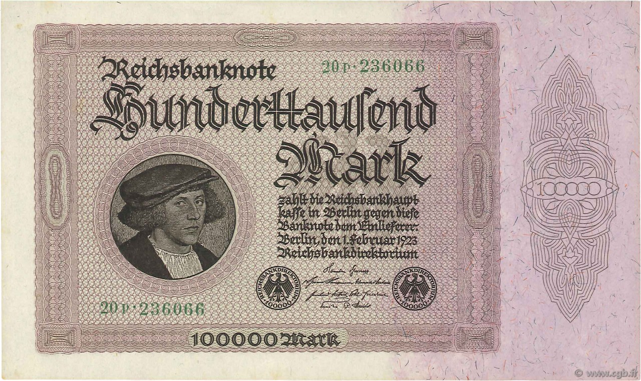 100000 Mark DEUTSCHLAND  1923 P.083 fST+
