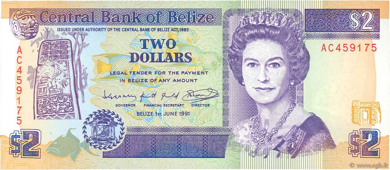 2 Dollars BELICE  1991 P.52b FDC