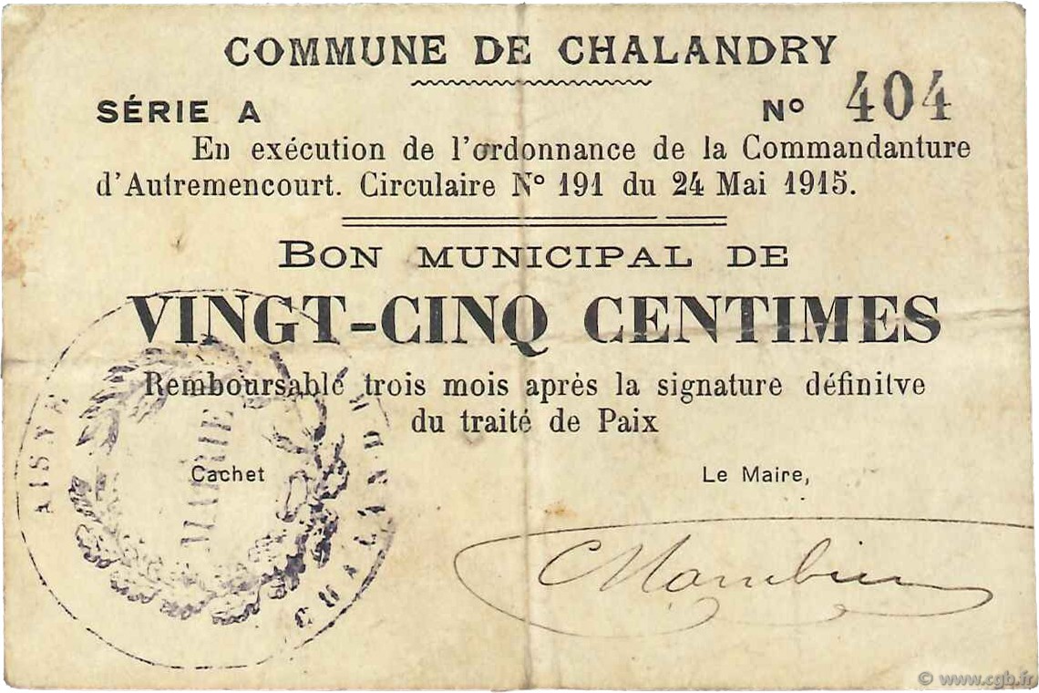 25 Centimes FRANCE Regionalismus und verschiedenen  1915 JP.02-0435 S