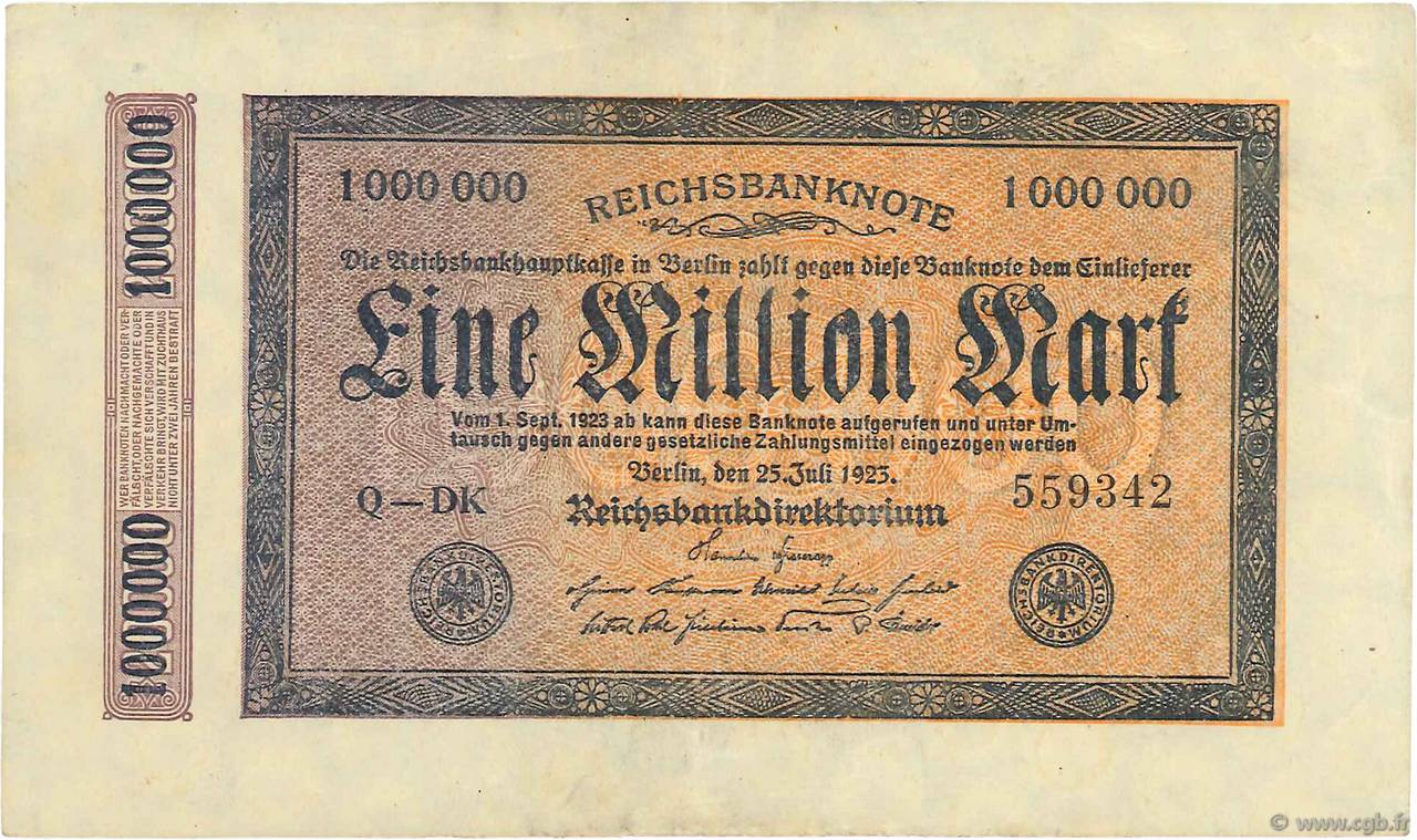 1 Million Mark DEUTSCHLAND  1923 P.093 VZ