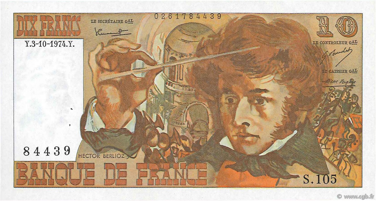 10 Francs BERLIOZ FRANCIA  1974 F.63.07a SPL+